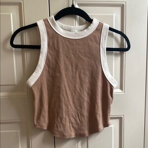 Brown and White Tank Top